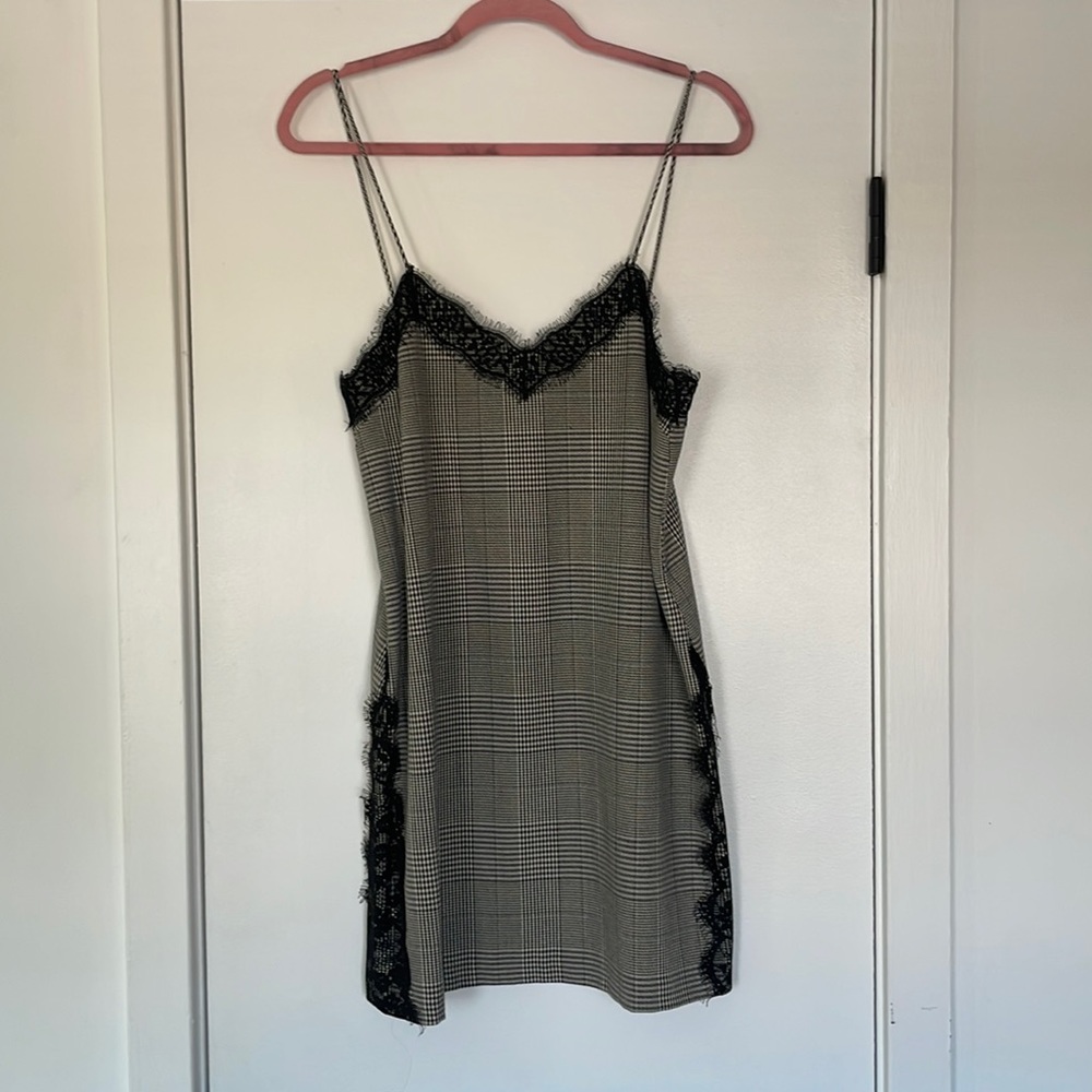 Zara plaid mini dress with lace detailing